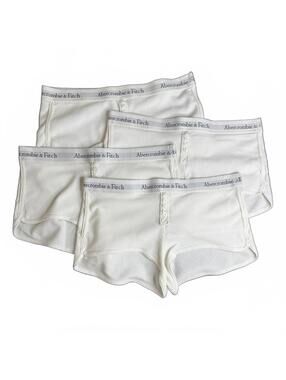 NWOT Abercrombie & Fitch Women's White Waffle Knit Boy Shorts (4 Pack)